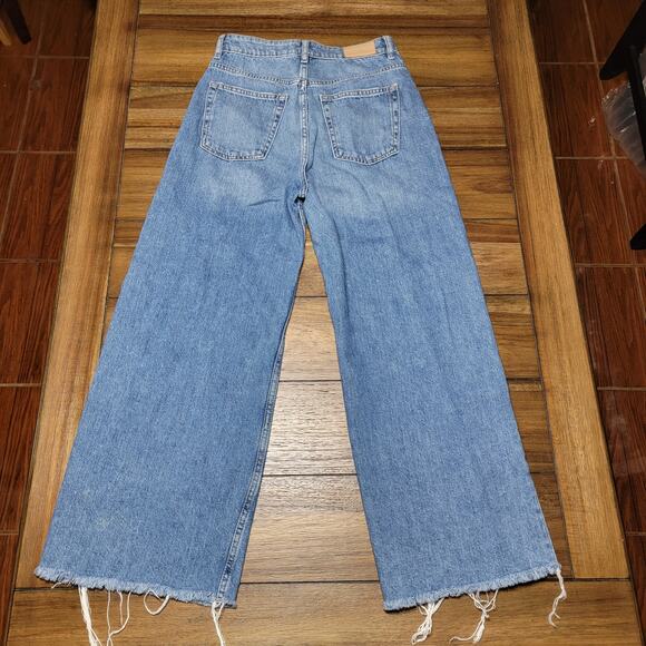 Zara Wide Leg Denim Jeans w/ Raw Hem - Size 4 - Picture 3 of 5